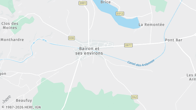 Carte de la zone d'intervention à Bairon et ses environs