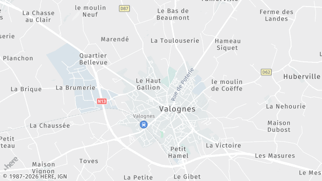 Carte de la zone d'intervention à Valognes