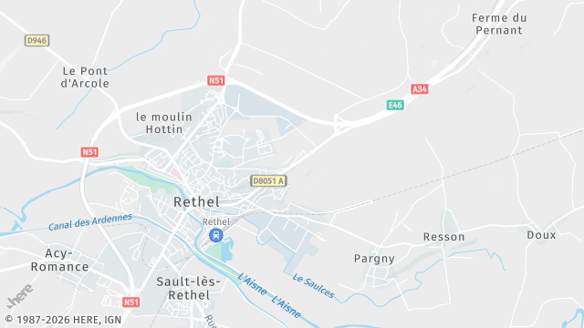 Carte de la zone d'intervention à Rethel