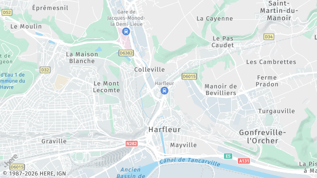 Carte de la zone d'intervention à Harfleur