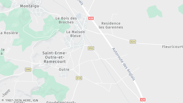 Carte de la zone d'intervention à Saint-Erme-Outre-et-Ramecourt