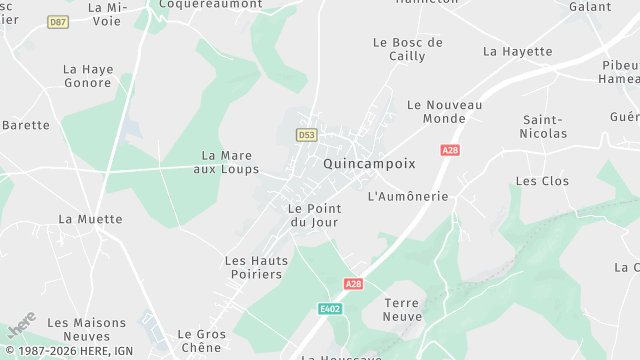 Carte de la zone d'intervention à Quincampoix