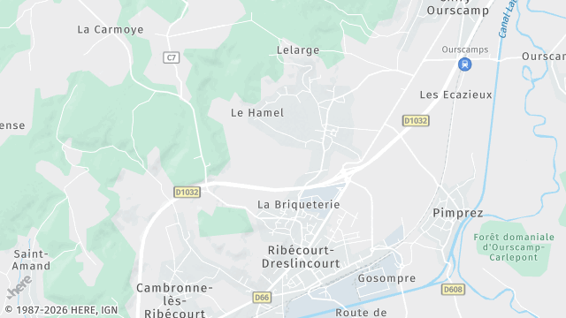 Carte de la zone d'intervention à Ribécourt-Dreslincourt