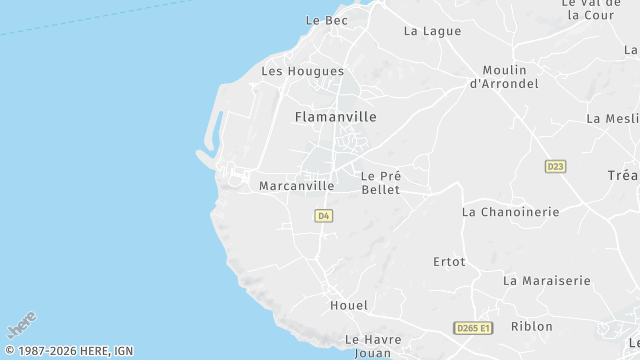 Carte de la zone d'intervention à Flamanville