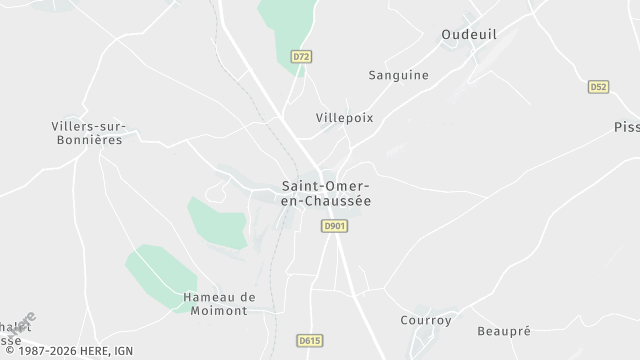 Carte de la zone d'intervention à Saint-Omer-en-Chaussée