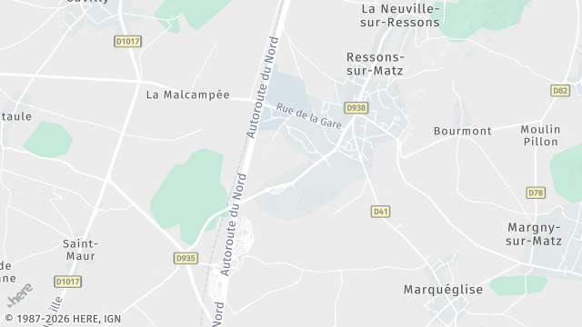 Carte de la zone d'intervention à Ressons-sur-Matz