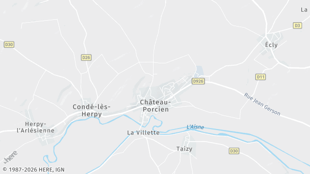 Carte de la zone d'intervention à Château-Porcien