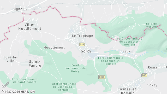 Carte de la zone d'intervention à Gorcy