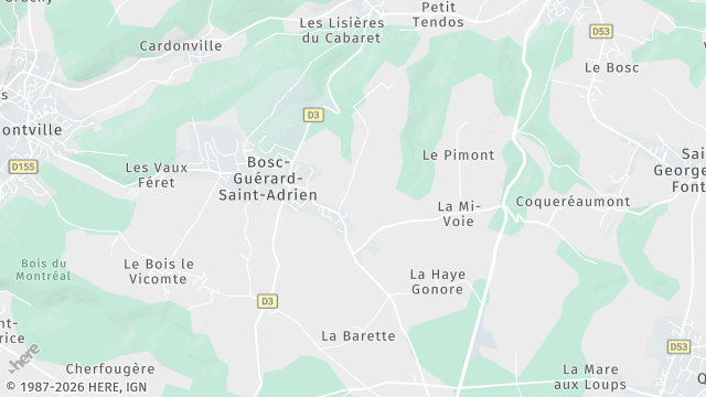 Carte de la zone d'intervention à Bosc-Guérard-Saint-Adrien