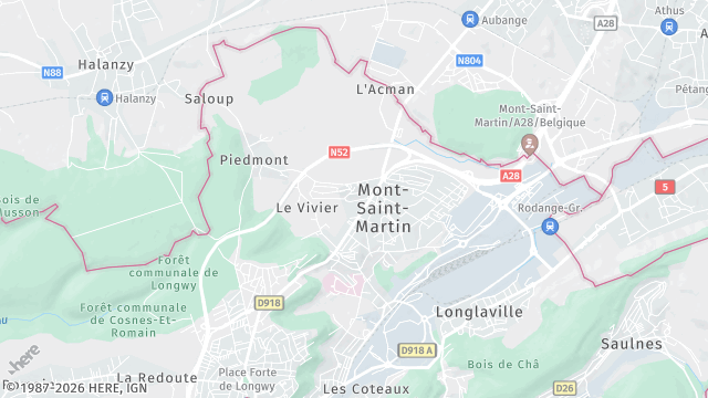 Carte de la zone d'intervention à Mont-Saint-Martin