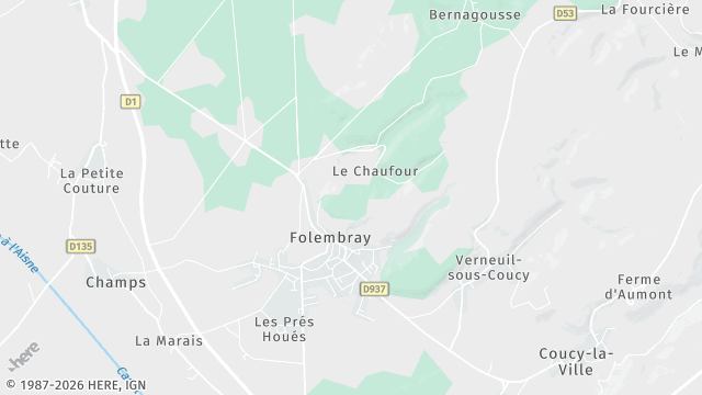 Carte de la zone d'intervention à Folembray