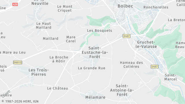 Carte de la zone d'intervention à Saint-Eustache-la-Forêt