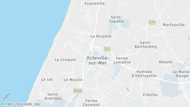 Carte de la zone d'intervention à Octeville-sur-Mer