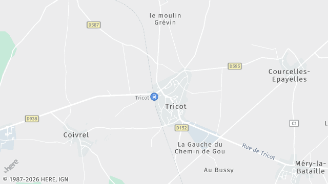 Carte de la zone d'intervention à Tricot