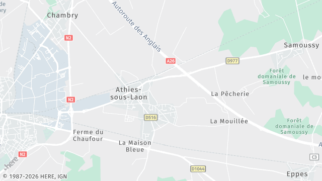 Carte de la zone d'intervention à Athies-sous-Laon