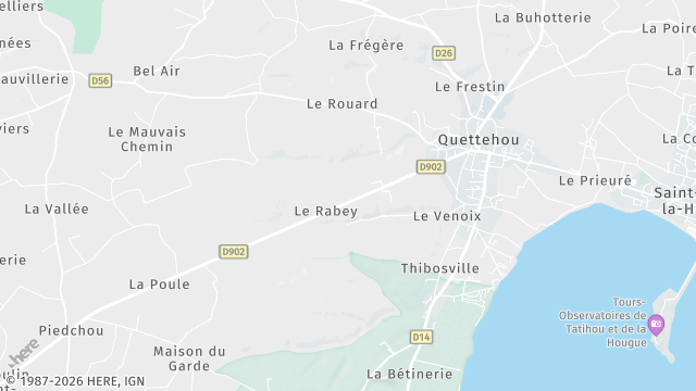 Carte de la zone d'intervention à Quettehou