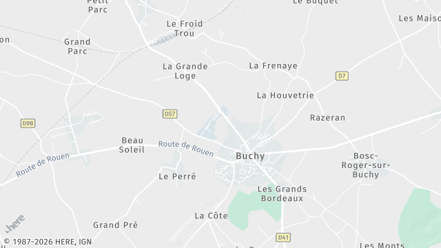 Carte de la zone d'intervention à Buchy