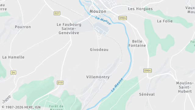 Carte de la zone d'intervention à Mouzon