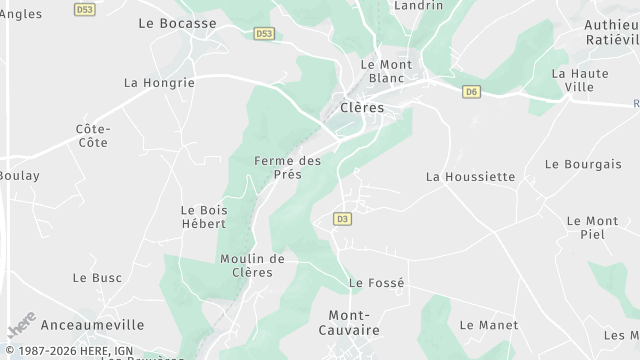 Carte de la zone d'intervention à Clères