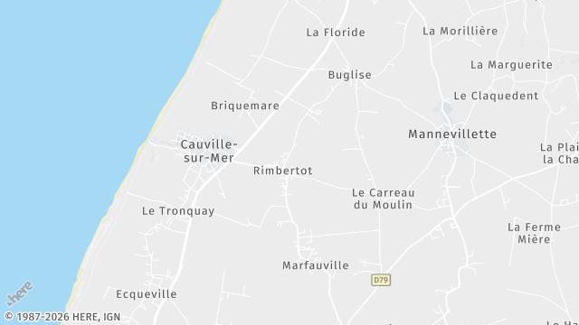 Carte de la zone d'intervention à Cauville-sur-Mer