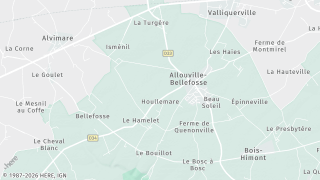 Carte de la zone d'intervention à Allouville-Bellefosse