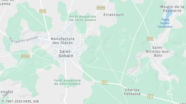 Carte de la zone d'intervention à Saint-Gobain