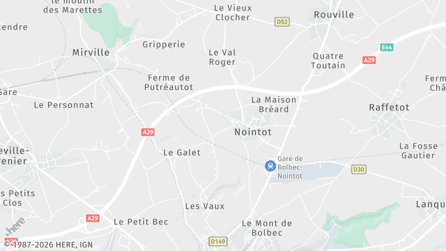 Carte de la zone d'intervention à Nointot