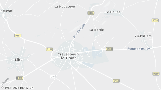Carte de la zone d'intervention à Crèvecœur-le-Grand