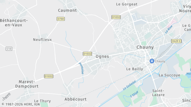 Carte de la zone d'intervention à Ognes