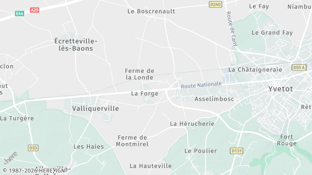 Carte de la zone d'intervention à Valliquerville