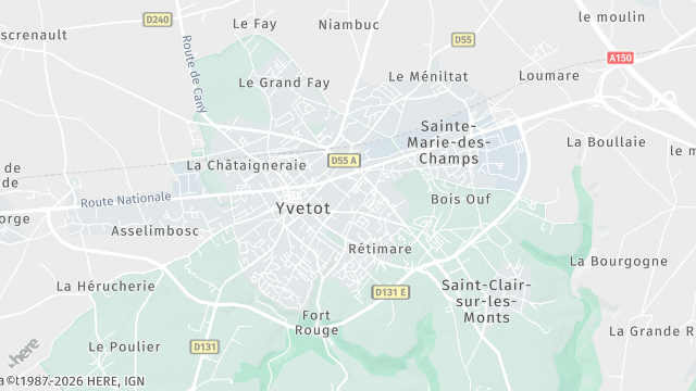 Carte de la zone d'intervention à Yvetot