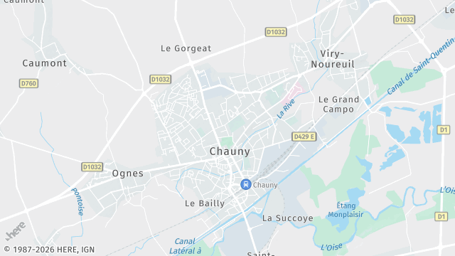 Carte de la zone d'intervention à Chauny