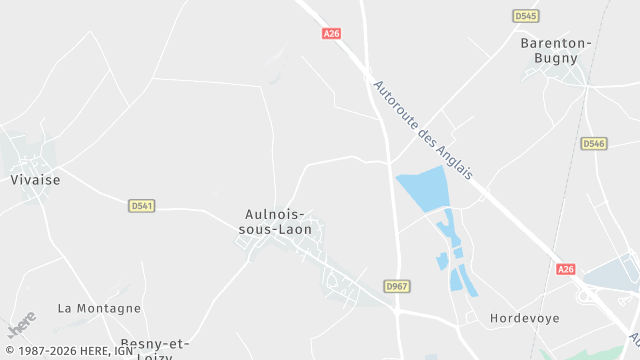 Carte de la zone d'intervention à Aulnois-sous-Laon