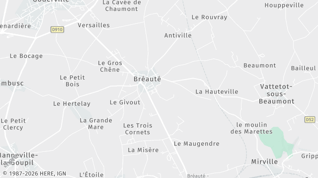 Carte de la zone d'intervention à Bréauté
