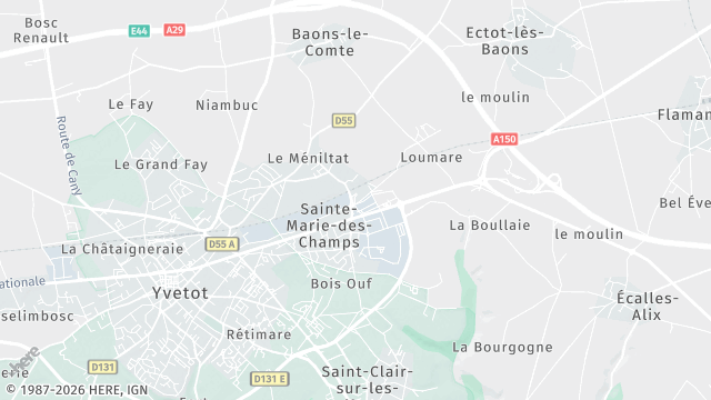 Carte de la zone d'intervention à Sainte-Marie-des-Champs