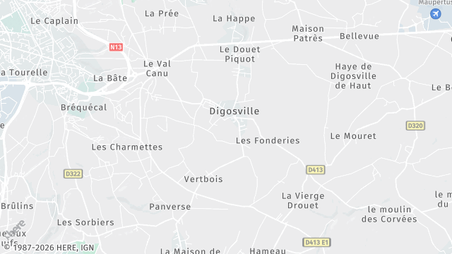 Carte de la zone d'intervention à Digosville