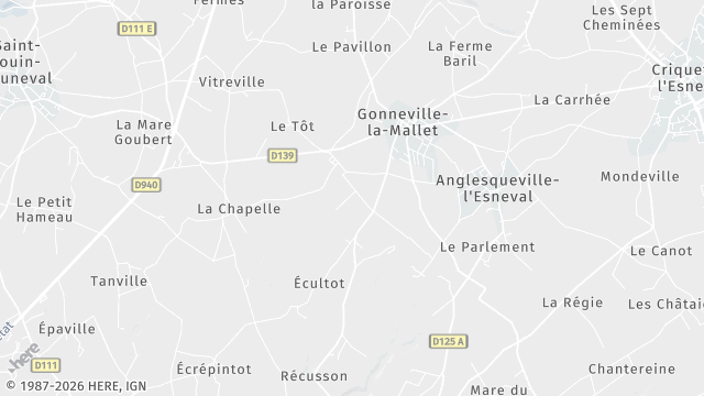 Carte de la zone d'intervention à Gonneville-la-Mallet