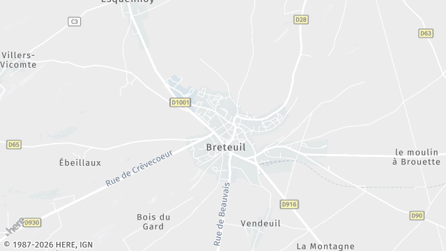 Carte de la zone d'intervention à Breteuil