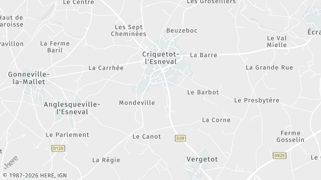 Carte de la zone d'intervention à Criquetot-l'Esneval