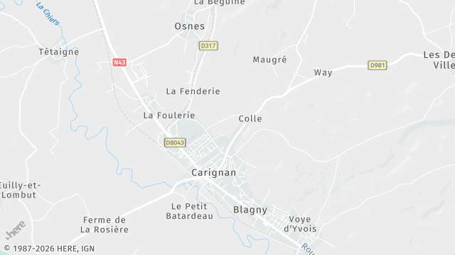 Carte de la zone d'intervention à Carignan