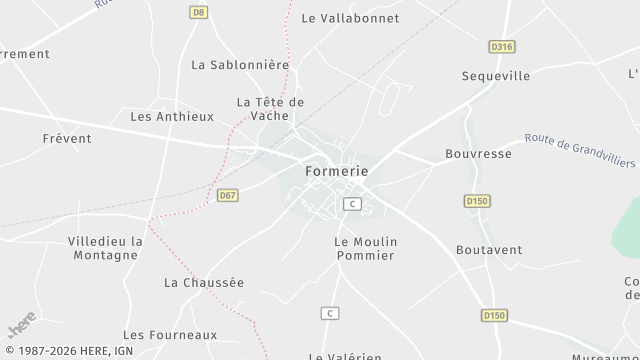 Carte de la zone d'intervention à Formerie
