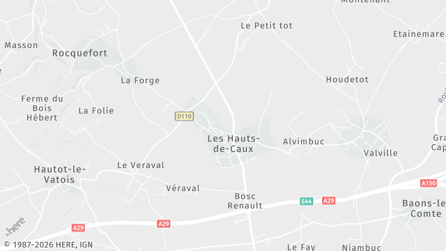 Carte de la zone d'intervention à Les Hauts-de-Caux