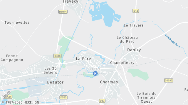 Carte de la zone d'intervention à La Fère