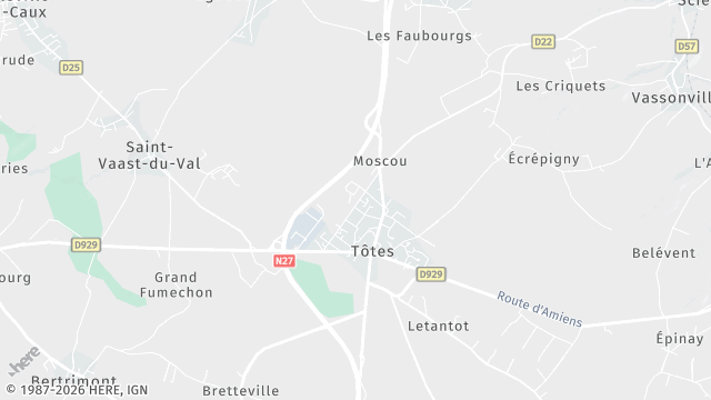 Carte de la zone d'intervention à Tôtes