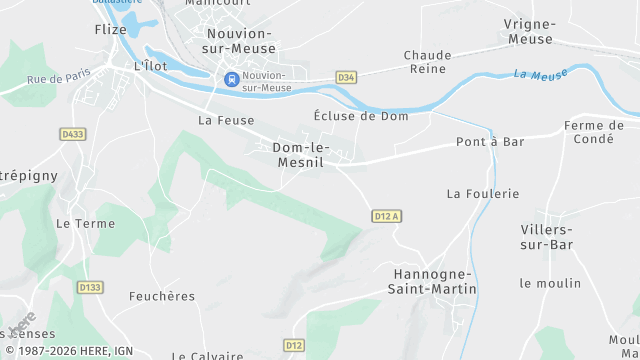 Carte de la zone d'intervention à Dom-le-Mesnil