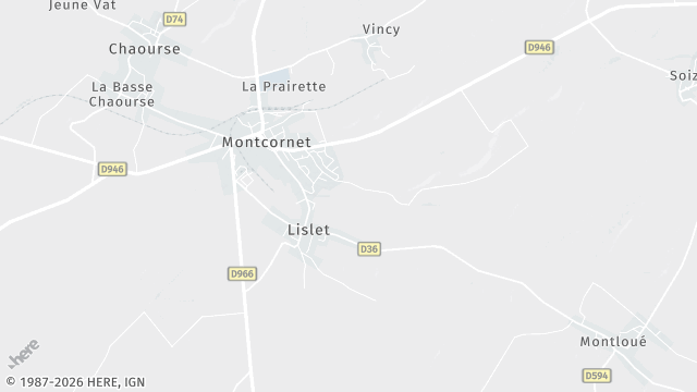 Carte de la zone d'intervention à Montcornet