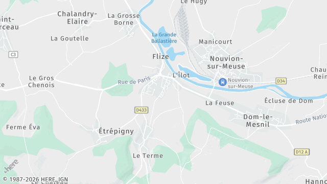 Carte de la zone d'intervention à Flize
