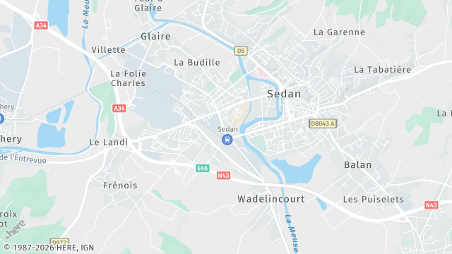 Carte de la zone d'intervention à Sedan