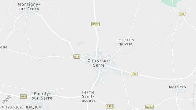 Carte de la zone d'intervention à Crécy-sur-Serre