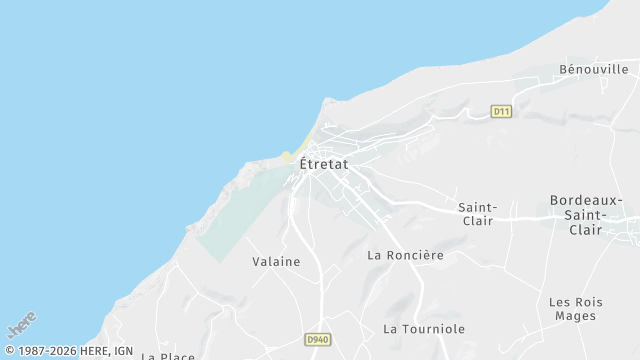 Carte de la zone d'intervention à Étretat